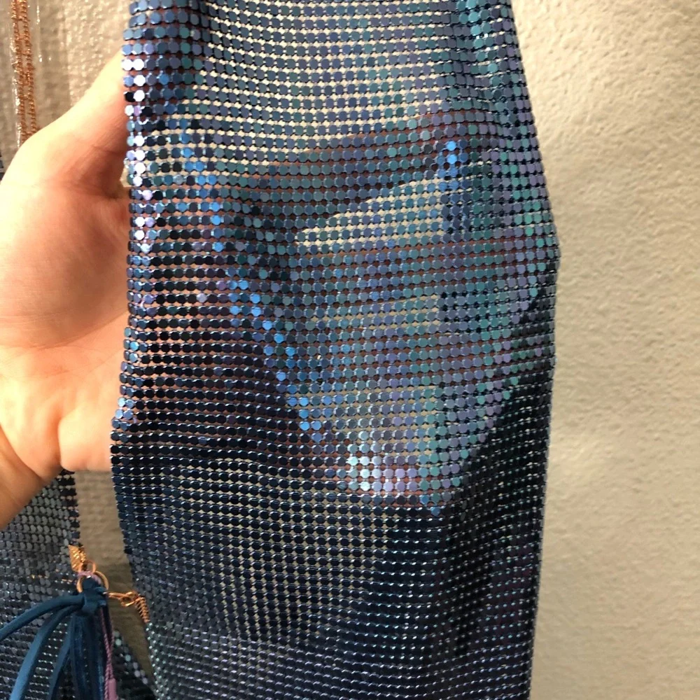 Savage X Fenty by Rihanna Blue Shiny Metallic Mesh Beaded Top - Picture 11 of 17
